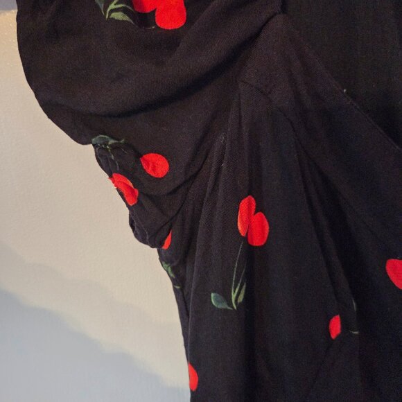 Women's Midi Dress in Black and Cherries Print by ASOS - Picture 6 of 12